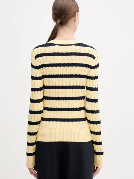 Sweter z dzianiny o kroju slim fit z czystej bawełny Tommy Hilfiger żółty