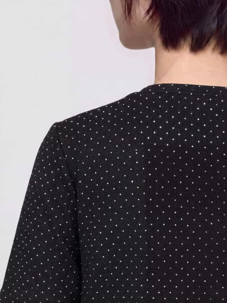 T-shirt z błyszczącym wzorem na całej powierzchni Pieces czarna