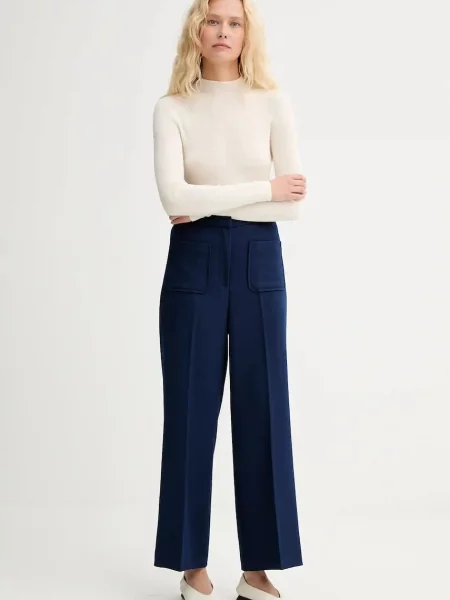 Sessun spodnie proste high waist niebieski