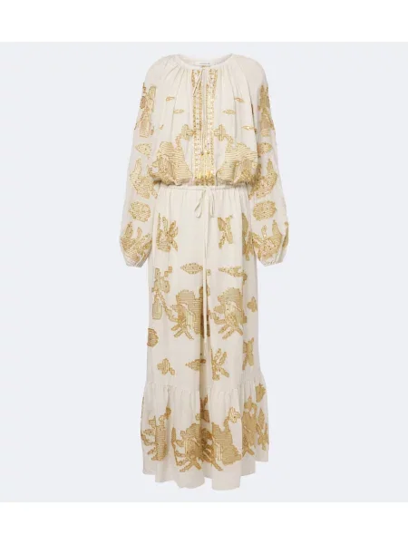 Rochie maxi Jacques Wei cu mărgele alb