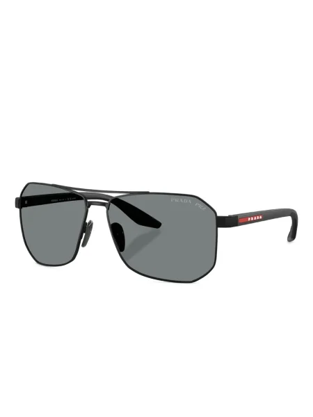 Ochelari de soare aviator Prada Linea Rossa negru
