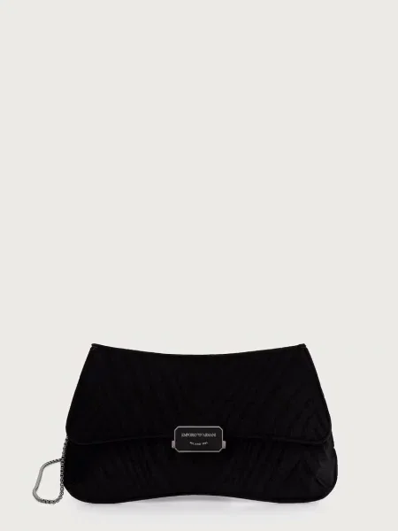 Emporio Armani geantă plic pentru femei de velur negru