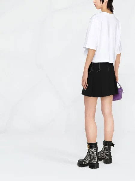 Zkrácené tričko Balmain s potiskem jersey bílé