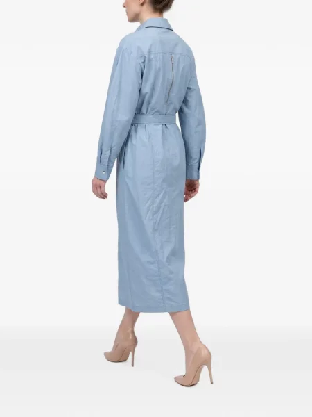 Cu centură rochie midi Brunello Cucinelli albastru