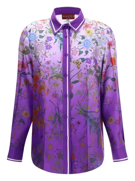 Cămașă Gucci cu model floral cu imagine violet
