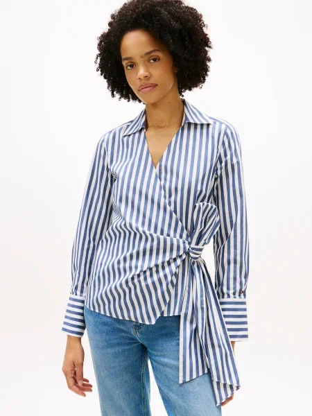 TOMMY HILFIGER Bluză marin / alb albastru