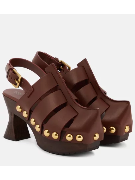 Usnjene cokle Etro rjava