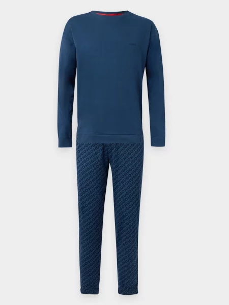 HUGO Pijama lungă ELION bleumarin / gențiană albastru