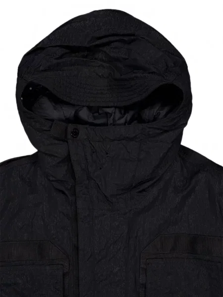 Geacă Stone Island cu glugă cu strasuri negru