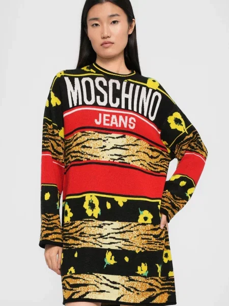 Шерстяное платье Moschino в полоску