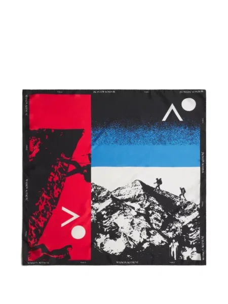 Fular Maison Kitsune de mătase cu imagine negru