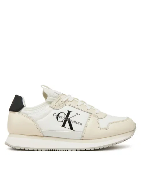 Calvin Klein Jeans Αθλητικά Runner Sock Laceup Ml Lth Κρεμ
