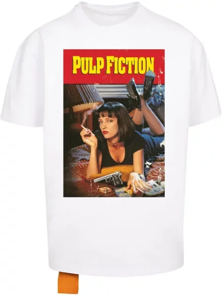 Merchcode Tričko Pulp Fiction Poster světle hnědá / krvavě červená / černá bílá