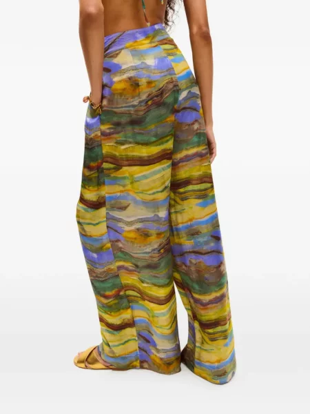 Pantaloni palazzo Carolina K cu imagine galben