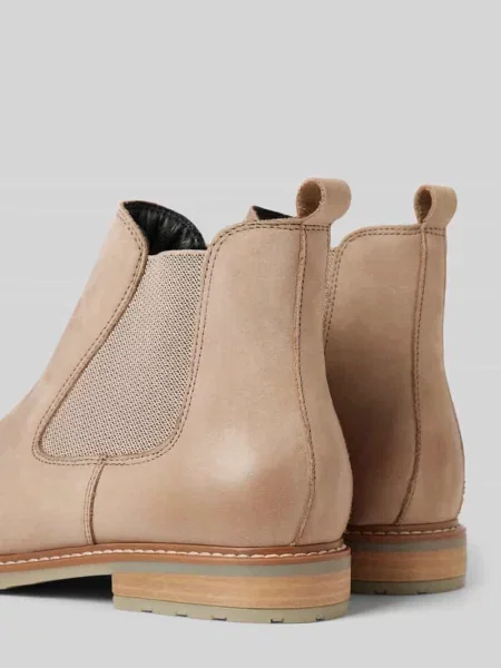Buty chelsea ze skóry z ozdobnym szwem brązowe