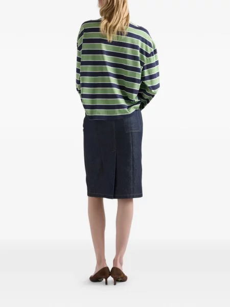 Tricou Prada cu dungi lung verde