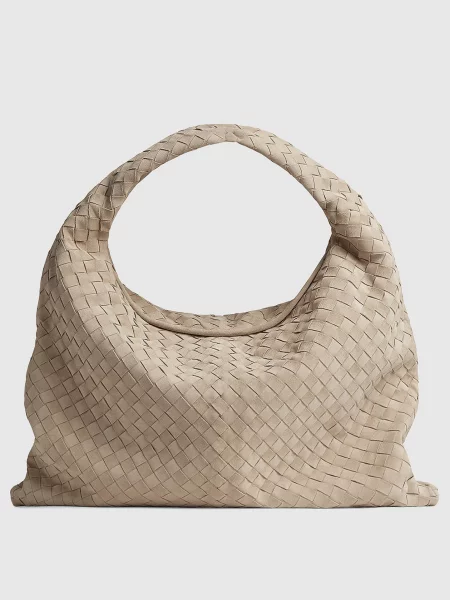 Замшевая сумка Bottega Veneta бежевая
