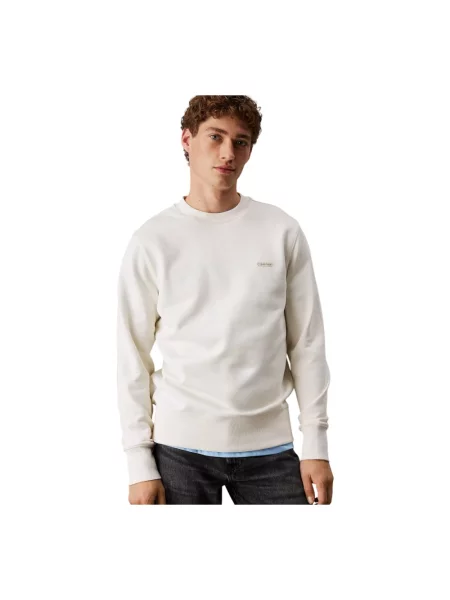 Bluza nierozpinana Calvin Klein Jeans z okrągłym dekoltem elegancka beżowa