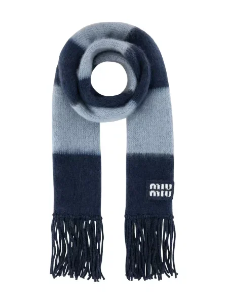 Fular Miu Miu cu broderie albastru