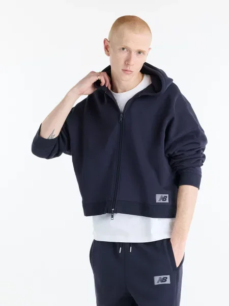 Спортивна кофта New Balance Athletics Crafted Fleece Full Zip бавовна/поліестер синій