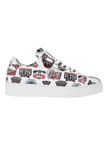 Sneakersy Philipp Plein skórzane z łatami białe
