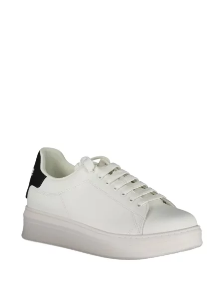 Sneakerși Gaelle cu șireturi cu imagine din dantelă alb