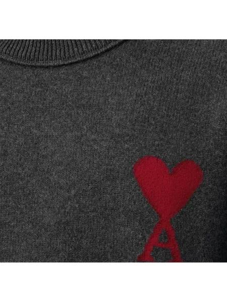 Sweter Ami Paris wełniany szary