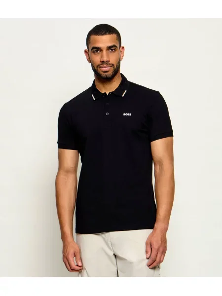 Tricou polo Boss Green negru