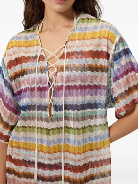 Šněrovací krajkové šaty Missoni bílé