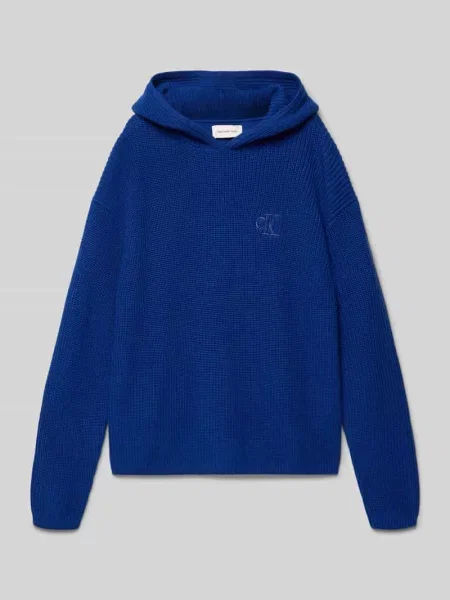 Bluza z kapturem z imitacji dzianiny Calvin Klein Jeans niebieska
