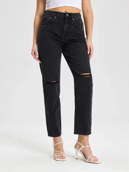 Джинсы-мом Sinsay черный