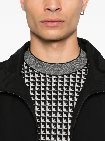 Pulover Emporio Armani de lână cu imprimeu geometric negru