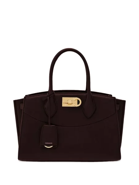 Geantă shopper Ferragamo cu cataramă maro