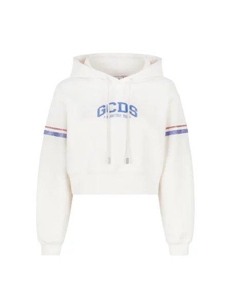 Bluza z kapturem Gcds z logo o skróconej długości biała