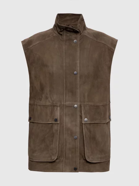 Замшевый жилет Brunello Cucinelli коричневый