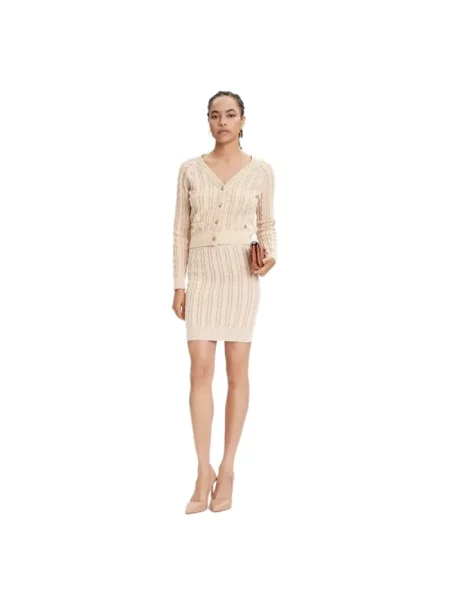 Spódnica mini Guess elegancka beżowa