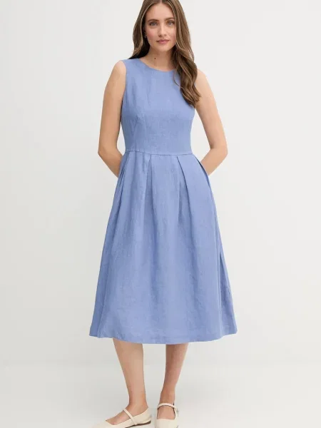 Lanena haljina OUI mini širi se prema dolje plava