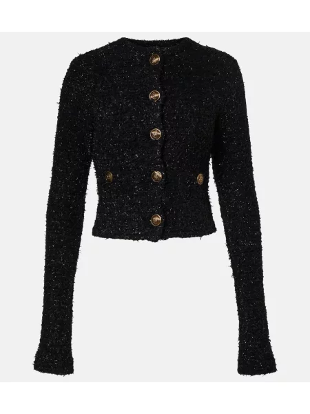 Cropp cardigan Balenciaga din tweed negru