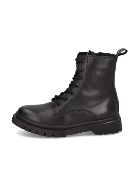 Kožené šněrovací kotníkové boty Tamaris černé