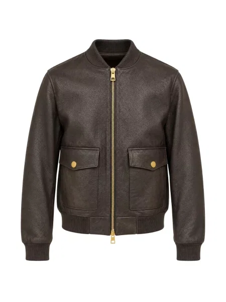 Michael Kors Zimní bunda MICHAEL KORS LEATHER ANORAKS GIUBBINO čokoládová