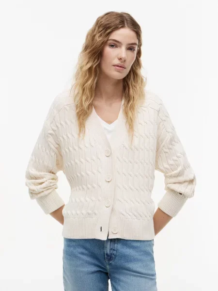 TOMMY HILFIGER Geacă tricotată fildeş