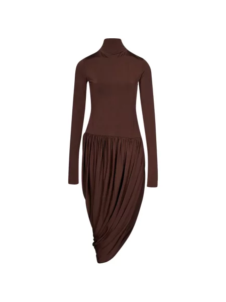 Rochie midi The Andamane drapată maro