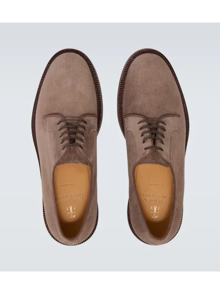 Pantofi derby Brunello Cucinelli din piele de căprioară gri