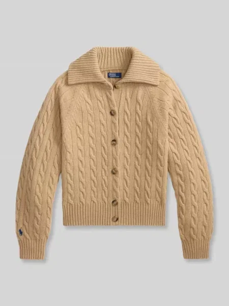 Kardigan rozpinany z mieszanka wełny i kaszmiru z kołnierz Polo Ralph Lauren