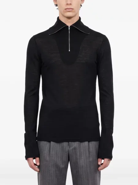 Lung tricou polo Jil Sander negru