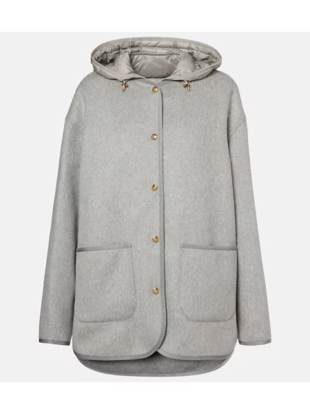 Kurtka puchowa Moncler wełniana szara