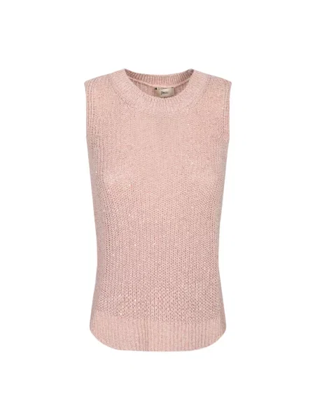 Dzianinowy sweter Herno bez rękawów różowy