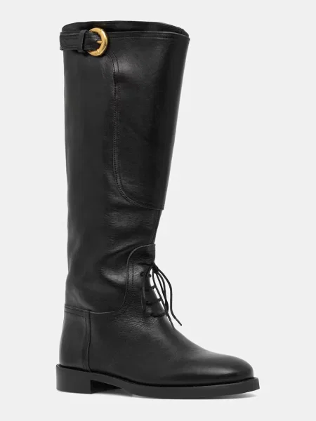 Weekend Max Mara ghete de piele Visby cu plat negru