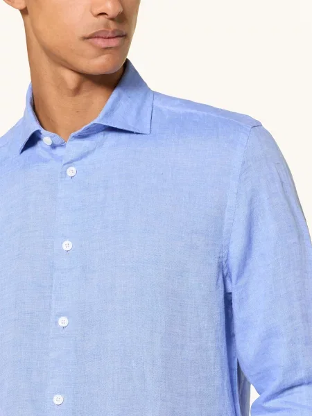 Reiss Lněná Košile Ruban Regular Fit modrá
