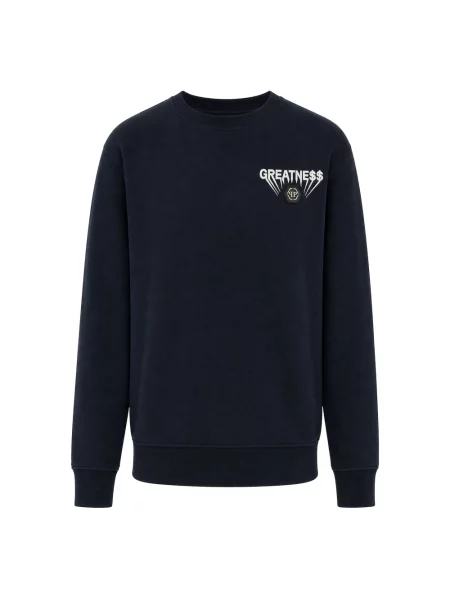 Bluza polarowa Philipp Plein polarowa z okrągłym dekoltem niebieska